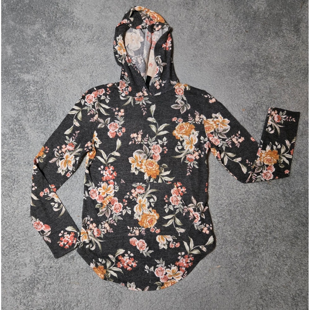 Free For All Women's Floral Print Hoodie Long Sleeve Casual Top XS
